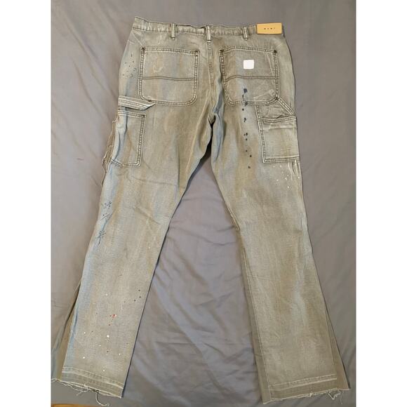 MNML Khaki Denim Flare Jeans Size 33 - Picture 3 of 3